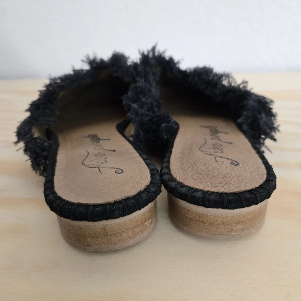 Free People Red Black Cream Patterned Pointed Fringe Mules